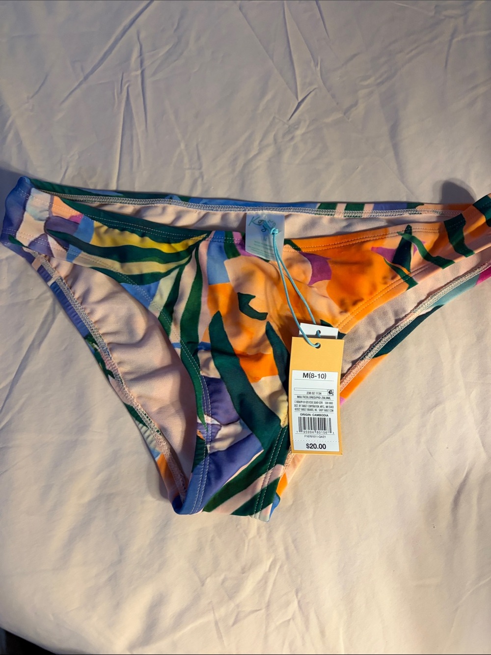 Kona Sol Multicolor Tropical Print Bikini Bottoms - Green, Orange, Purple, Blue